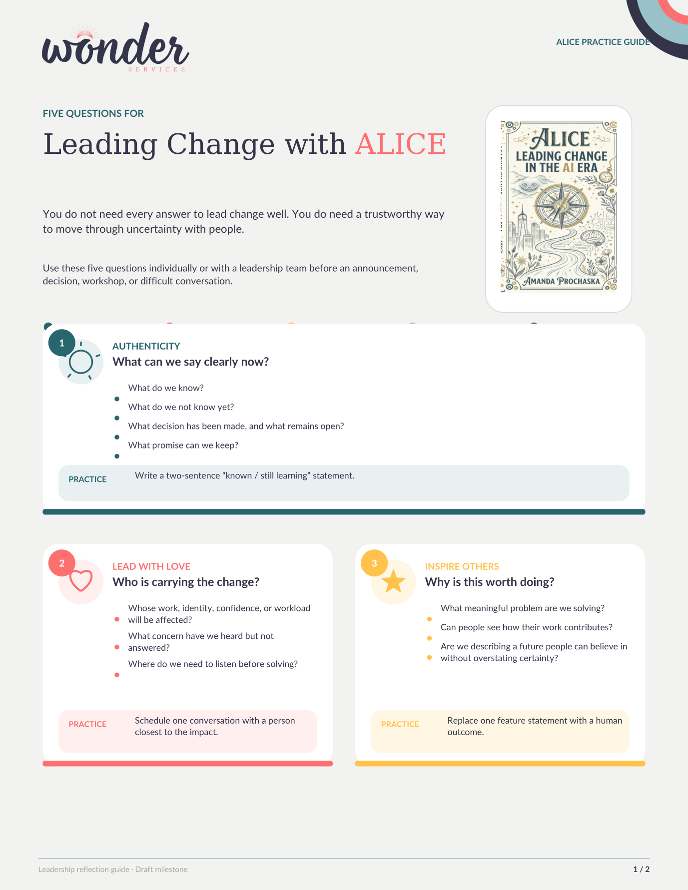 Preview of Five Questions for Leading Change with ALICE